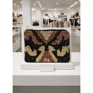 Kay Lee Blaxk Gold Metallic Coin Purse New